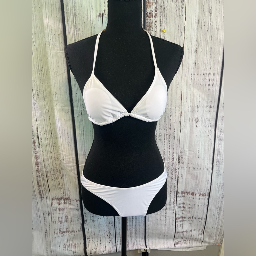 NWOT Women’s 2 Piece Swimsuit With Sheer Cover-up, White, Size Large